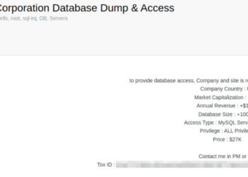A Threat Actor Alleged Database Access Sale of US Multinational Corporation