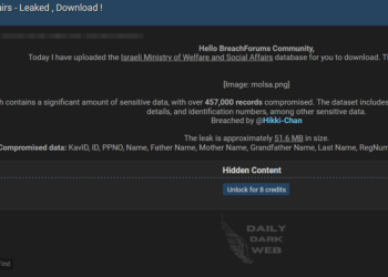 Sensitive Israeli Ministry Data Allegedly Leaked on Dark Web