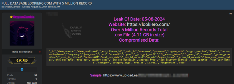 Alleged Data Breach Exposes Over 5 Million Records from Lookiero