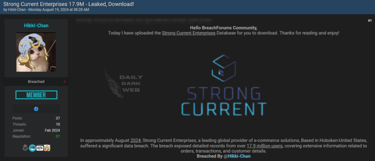 US E-Commerce Firm Strong Current Enterprises Allegedly Breached