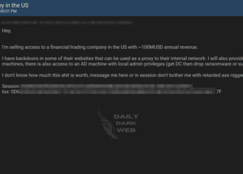 Threat Actor Offers Access to U.S. Financial Firm’s Network