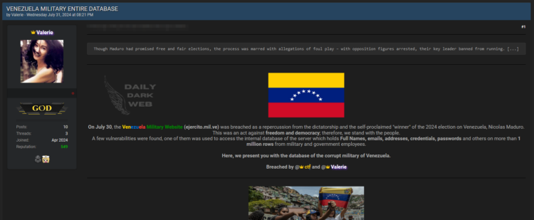 Venezuelan Military Allegedly Breached
