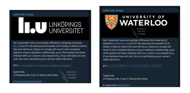 CyberVolk Threatens Universities with Deleting Their Data