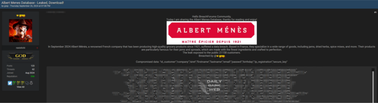 Grocery Brand Albert Ménès Allegedly Suffers Data Breach: 21K Customers Affected