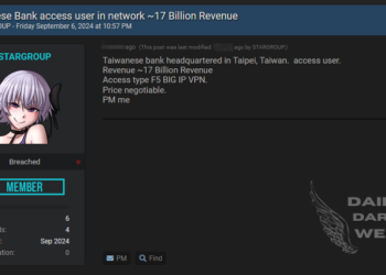 Threat Actor Claims to Sell Unauthorized VPN Access to Taiwanese Bank and U.S. Company