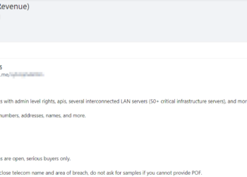 Threat Actor Claims to Sell Unauthorized Access to American Company with $100 Billion Revenue