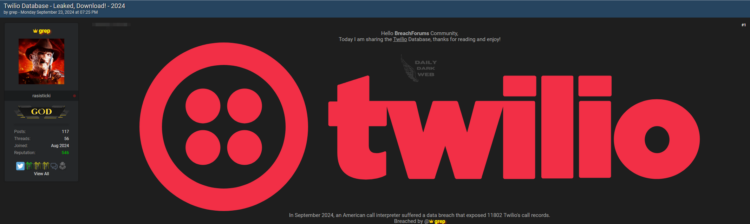 Twilio Call Records Allegedly Exposed on Dark Web