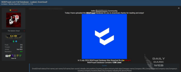 A Threat Actor Alleged Data Breach of WithPropel