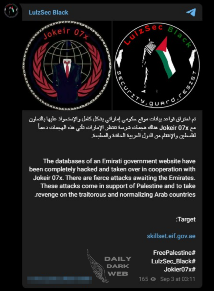 LulzSec Black Claims Cyberattacks on Emirati Government and Other Sector Targets