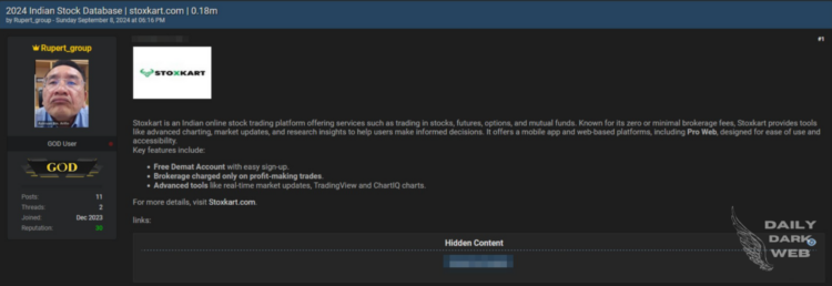 Threat Actor Claims Breach of Stoxkart Database