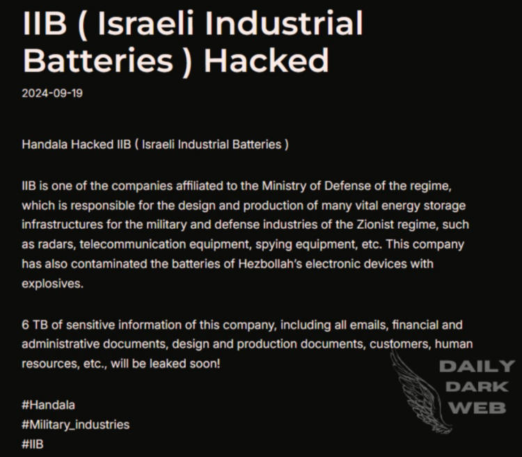 Handala Hacktivist Group Claims Breach of Two Israeli Defense-Related Companies