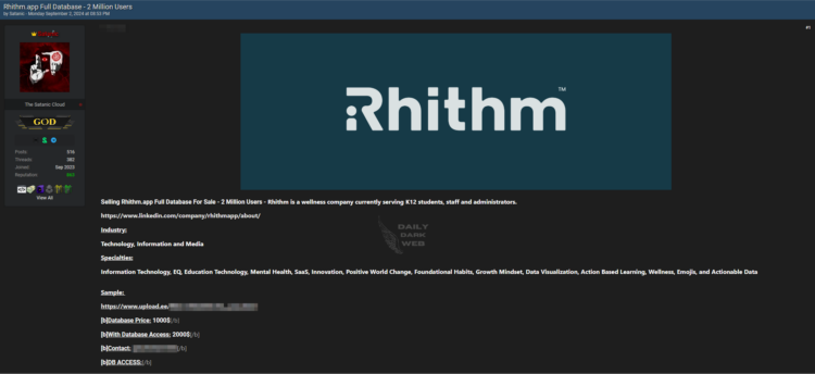 Rhithm Wellness App Allegedly Breached: 2M Data for Sale