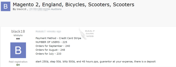 Threat Actor Claims to Sell Access to E-commerce Sites