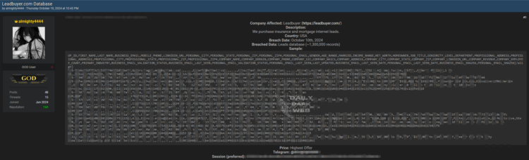 Alleged Data Breach at Lead Buyer, 1.3 Million Records Allegedly Exposed