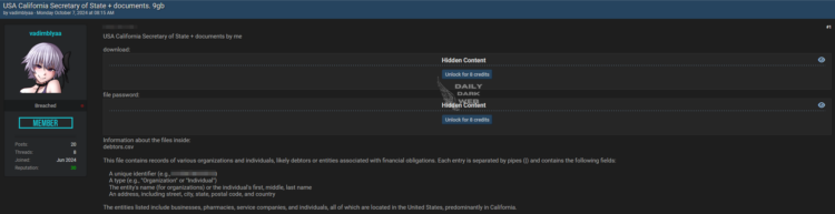 California Secretary of State Records Allegedly Leaked