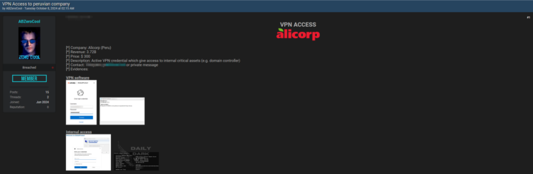 Alleged VPN Access to Peruvian Giant Alicorp Up for Sale