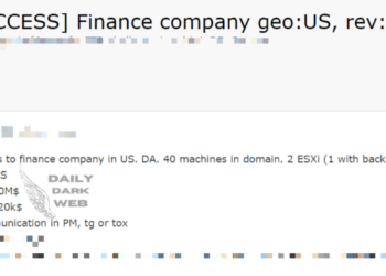 Access to US-Based Finance Company Network Listed for Sale on Dark Web