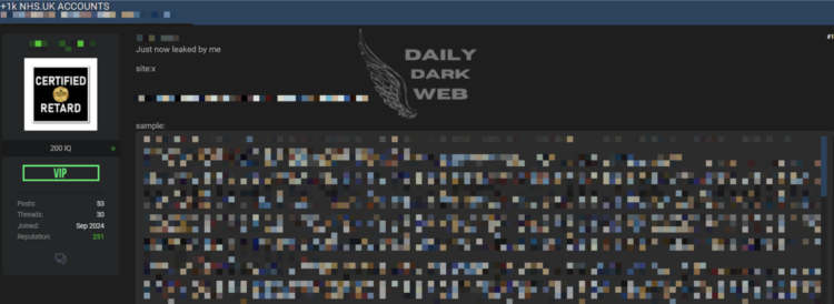Over 1,000 NHS Accounts Leaked on Dark Web Forum