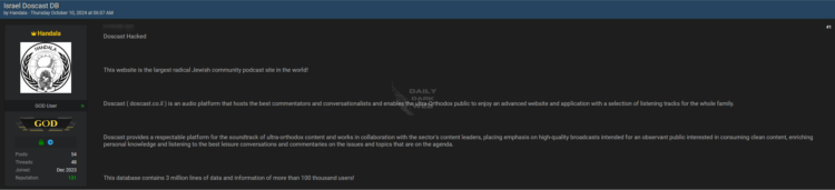 A Threat Actor Allegedly Breached Doscast