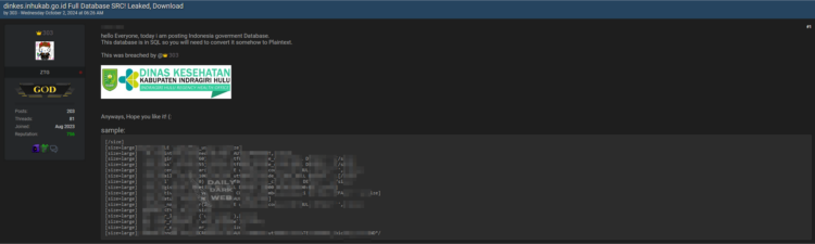 Threat Actor Claims Breach of Indonesian Government Database
