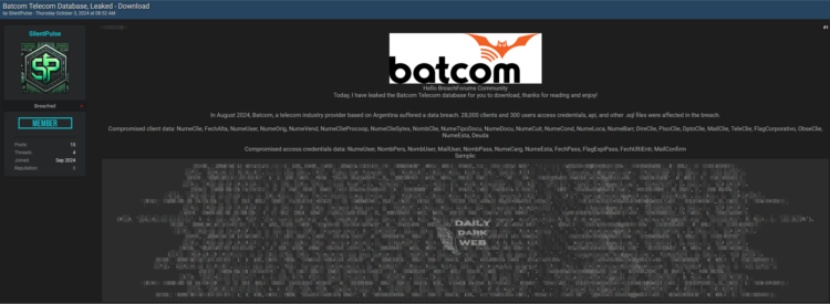 Batcom Suffers From Alleged Data Breach