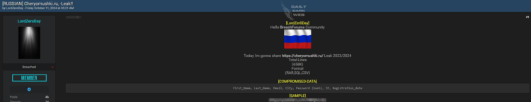 E-Commerce Website Cheryomushki Allegedly Breached