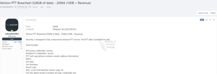 Verizon PTT Service Allegedly Breached