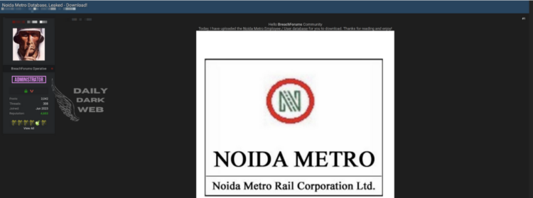 Noida Metro Database Allegedly Leaked, Exposing Employee and User Information