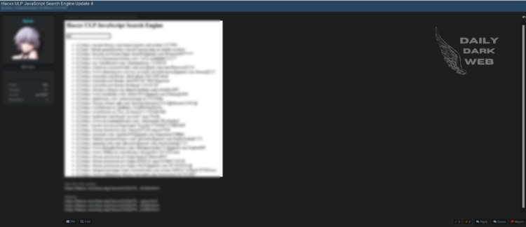 Hacxx ULP JavaScript Search Engine Update Leaked, Exposing New Functionalities and Potential Vulnerabilities
