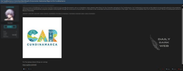 Cundinamarca Colombia Data Breach – Corporación Autónoma Regional de Cundinamarca Exposes Sensitive Information