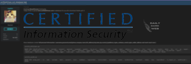 Certified InfoSec Database Breach Exposes User Data