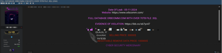ORBCOMM Database Leak Exposes Over 70TB of Sensitive Data