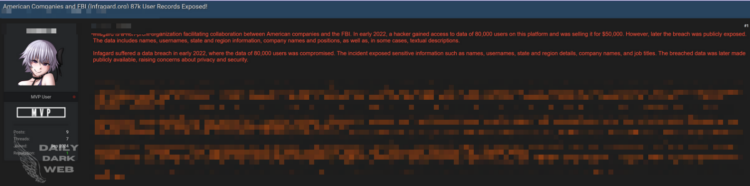 Data Breach Exposes 87K User Records from American Companies and Infragard.org