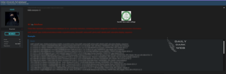 Indian University Data Breach Exposes Sensitive Information