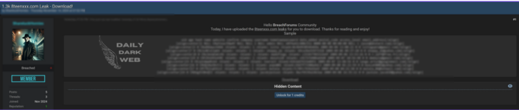 8TeenXXX.com Data Breach Exposes Sensitive User Information