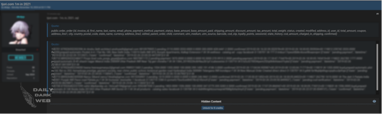 Tjori.com 2021 Data Breach Exposes 1 Million User Records