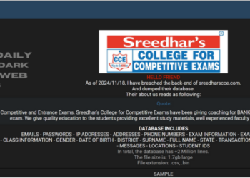 India – Sreedharscce.com Data Breach Exposes Millions of Records