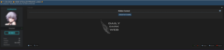4000 Stealer Logs Leaked, Exposing Personal Data