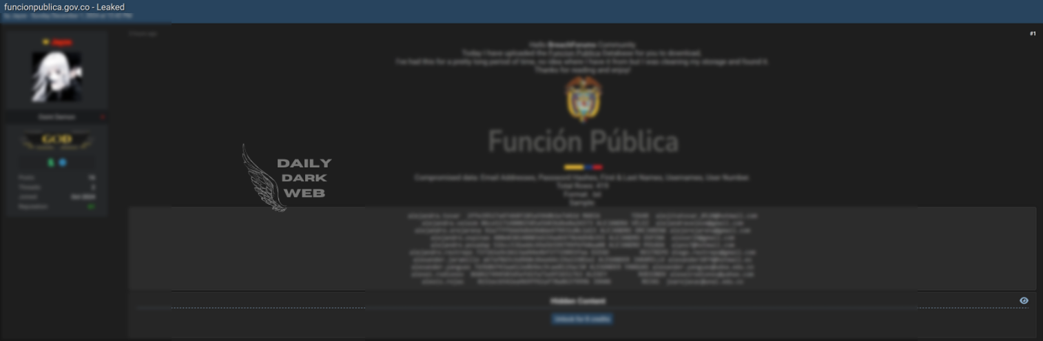 Colombian Government Database Breach Exposes Sensitive Data