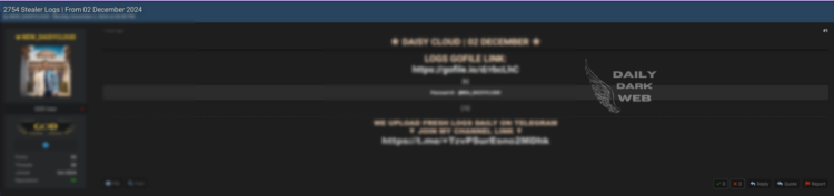 CLOUD 2754 Stealer Logs Allegedly Exposed, Highlighting Privacy Risks