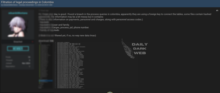 Alleged Data Breach Exposes Sensitive Legal Proceedings Data in Colombia