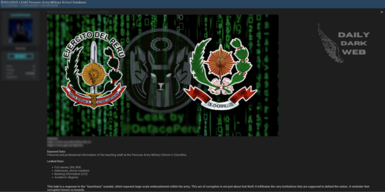 Alleged Data Breach at Peruvian Army Military School Exposes Sensitive Information