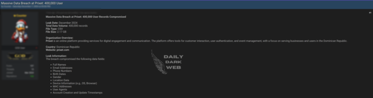 Significant Data Breach at Prixet Exposes User Information