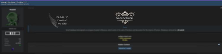 Alleged Data Breach at Walae Cristal Exposes Sensitive User Information