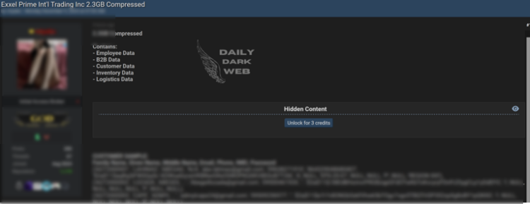 Alleged Data Breach at Exxel Prime International Trading Inc. Exposes Corporate Database