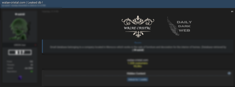 Alleged Data Breach at Walae-cristal.com Exposes Sensitive User Information