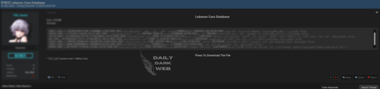 Alleged Data Breach Exposes Comprehensive Cars Database in Lebanon