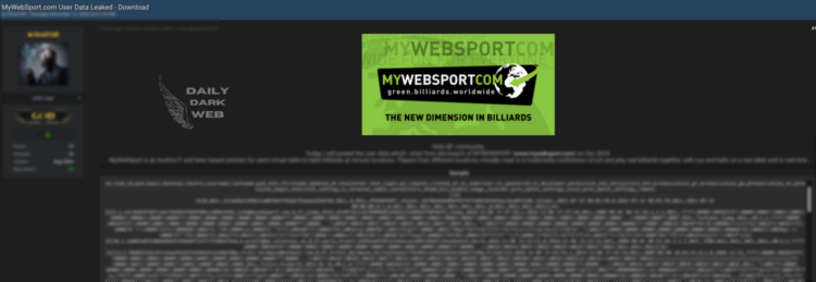 Alleged Data Breach at MyWebSport.com Exposes Sensitive User Information