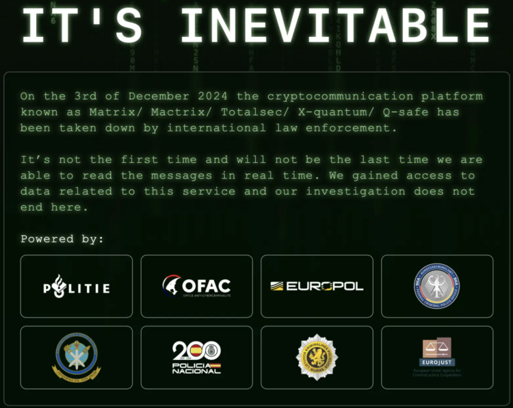 International Crackdown Dismantles Criminal Messaging Network MATRIX