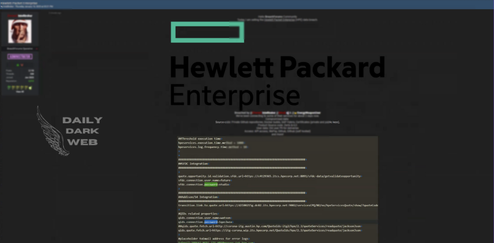 HPE Data Sold on Illegal Platforms